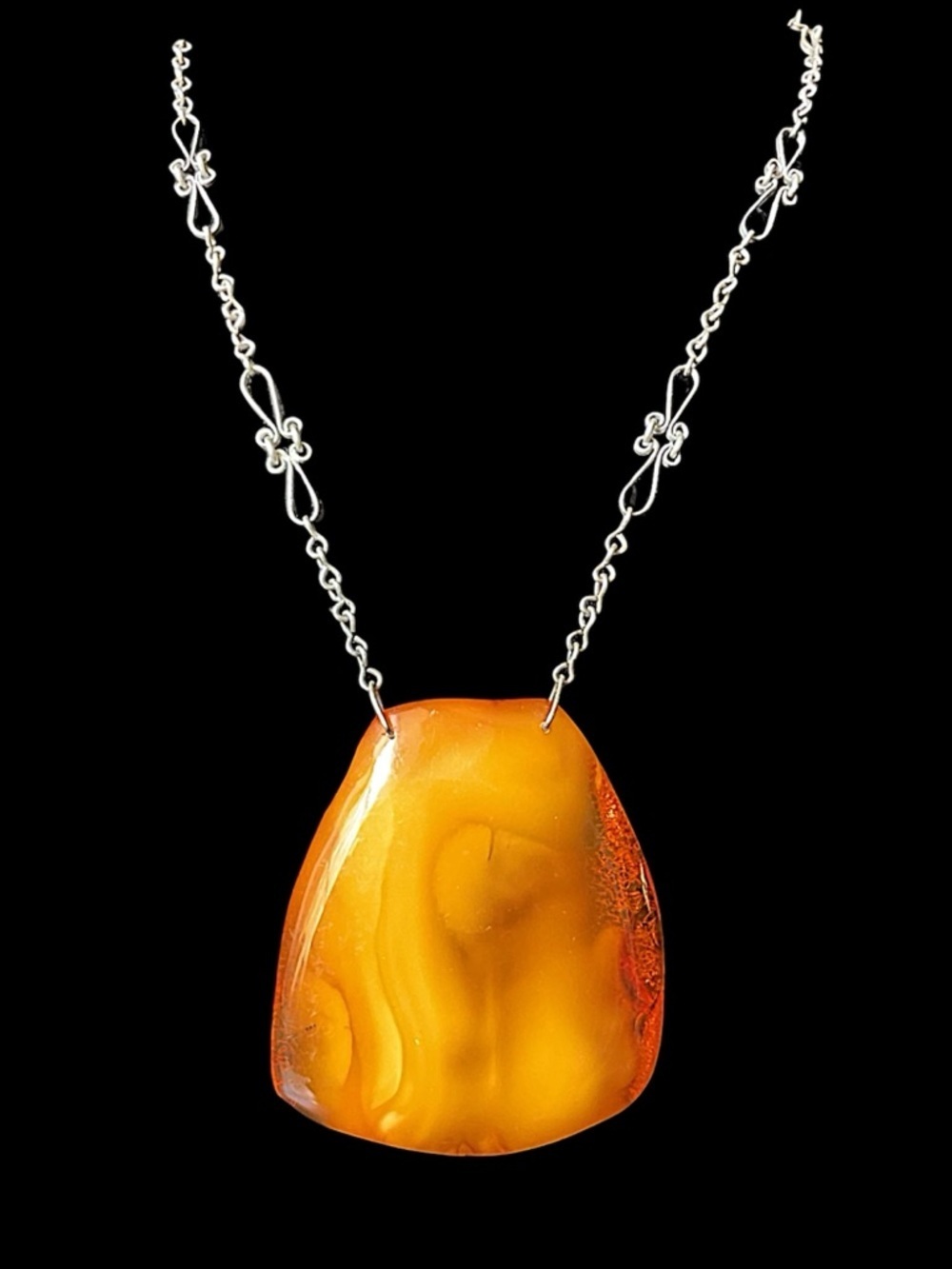 Vintage Large Butterscotch Egg Yolk Amber Chunky Statement Necklace